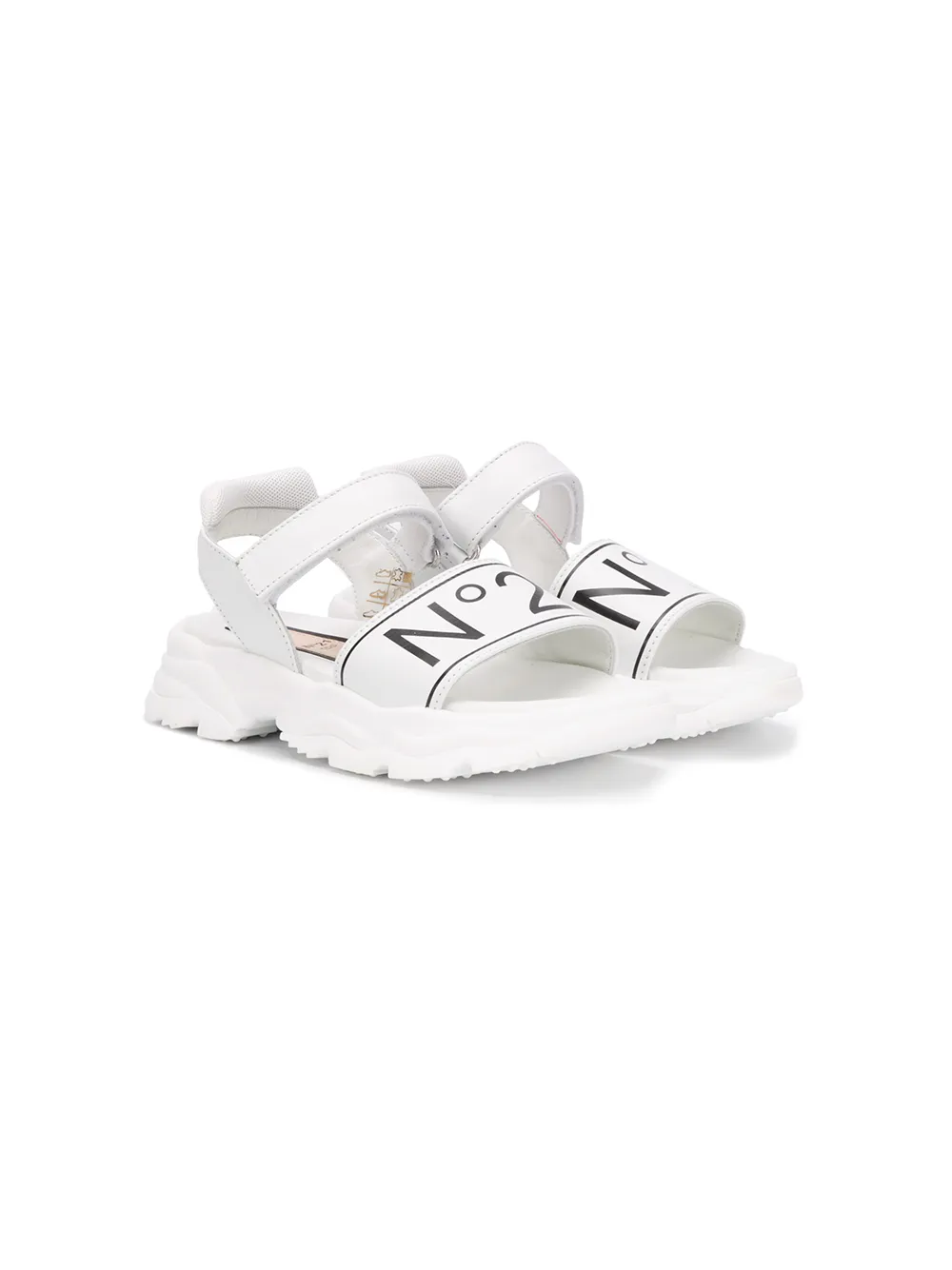 N°21 Kids' Touch-strap Logo Sandals In White | ModeSens