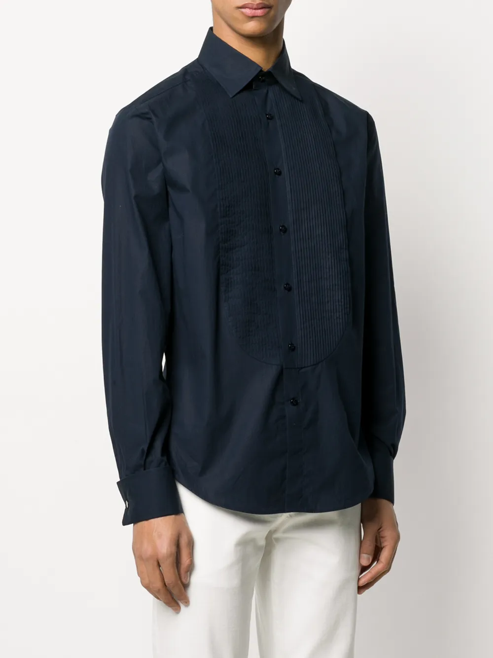 Brunello Cucinelli Men's Bib-front Tuxedo Shirt In Blue