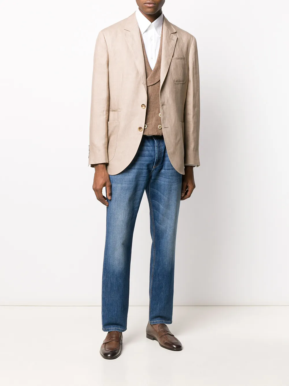 Brunello Cucinelli Gilet met dubbele rij knopen Bruin