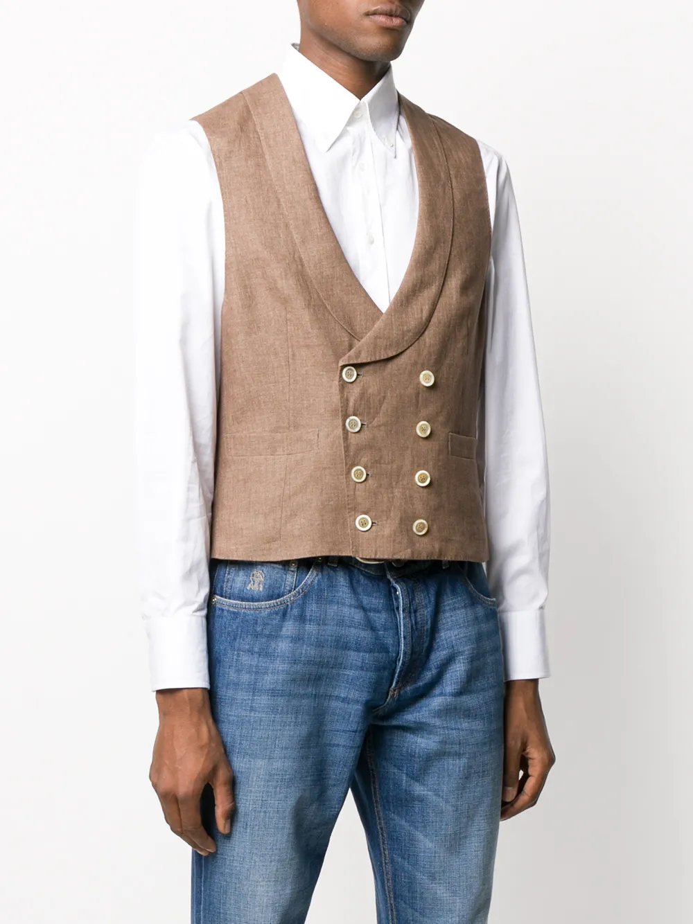 Brunello Cucinelli Gilet met dubbele rij knopen Bruin