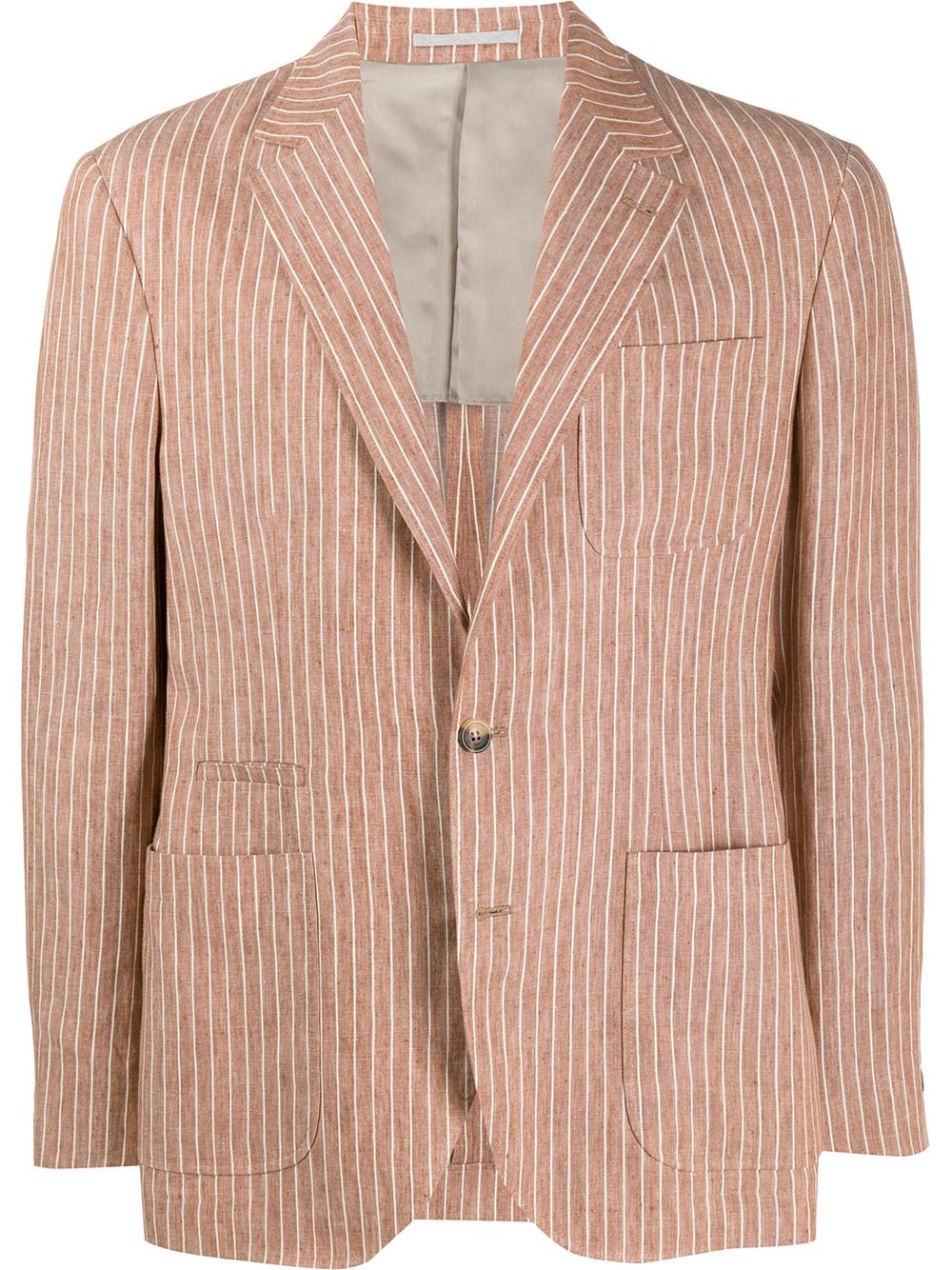 Brunello Cucinelli Striped Barbershop Blazer In Brown