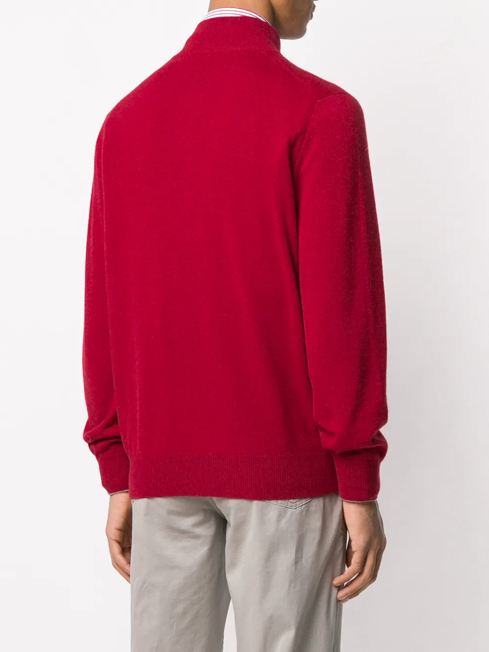 Brunello Cucinelli Trui met halve rits Rood