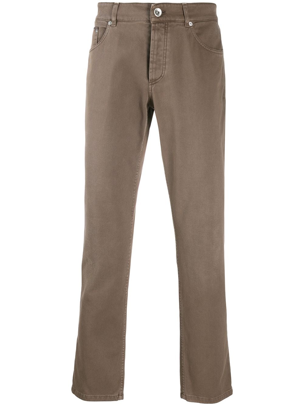 Brunello Cucinelli High Rise Straight-leg Trousers In Brown