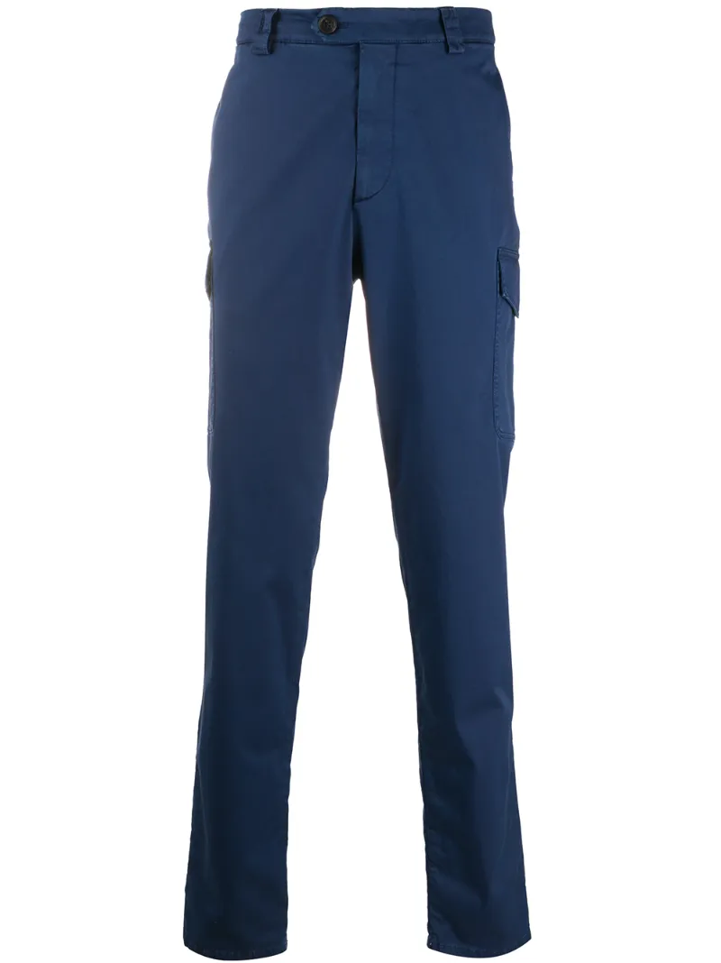 Brunello Cucinelli Slim-fit Cotton-blend Twill Cargo Trousers In Blue