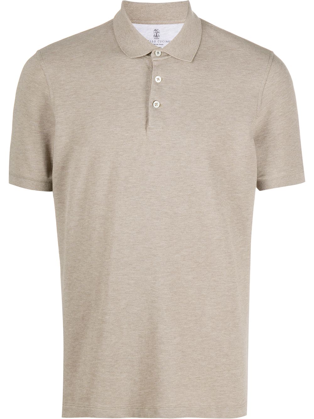 Brunello Cucinelli Textured Fitted Sleeve Polo Shirt In Neutrals