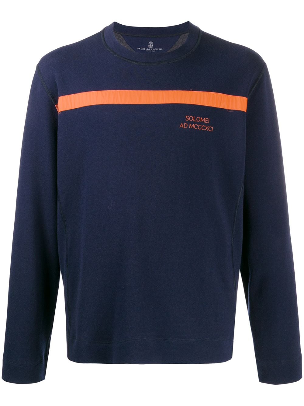 Brunello Cucinelli Appliqué Stripe Sweatshirt In Blue