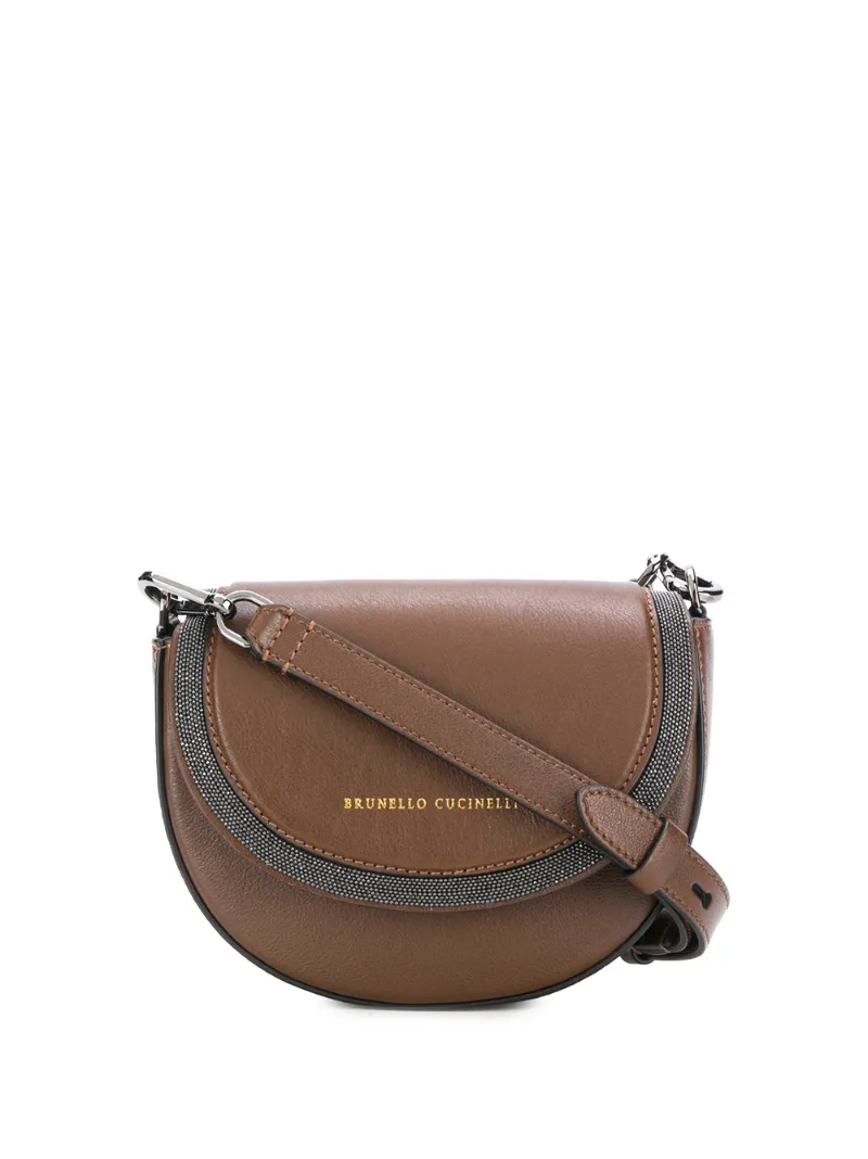 Brunello Cucinelli Logo Cross Body Bag In Brown