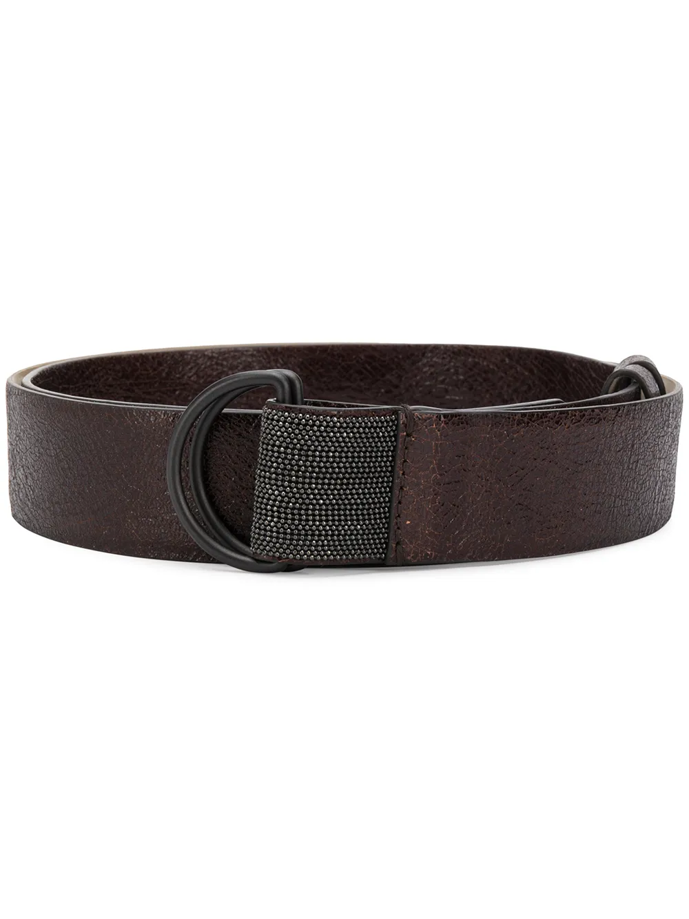Brunello Cucinelli Cracked-effect D-ring Belt In Neutrals