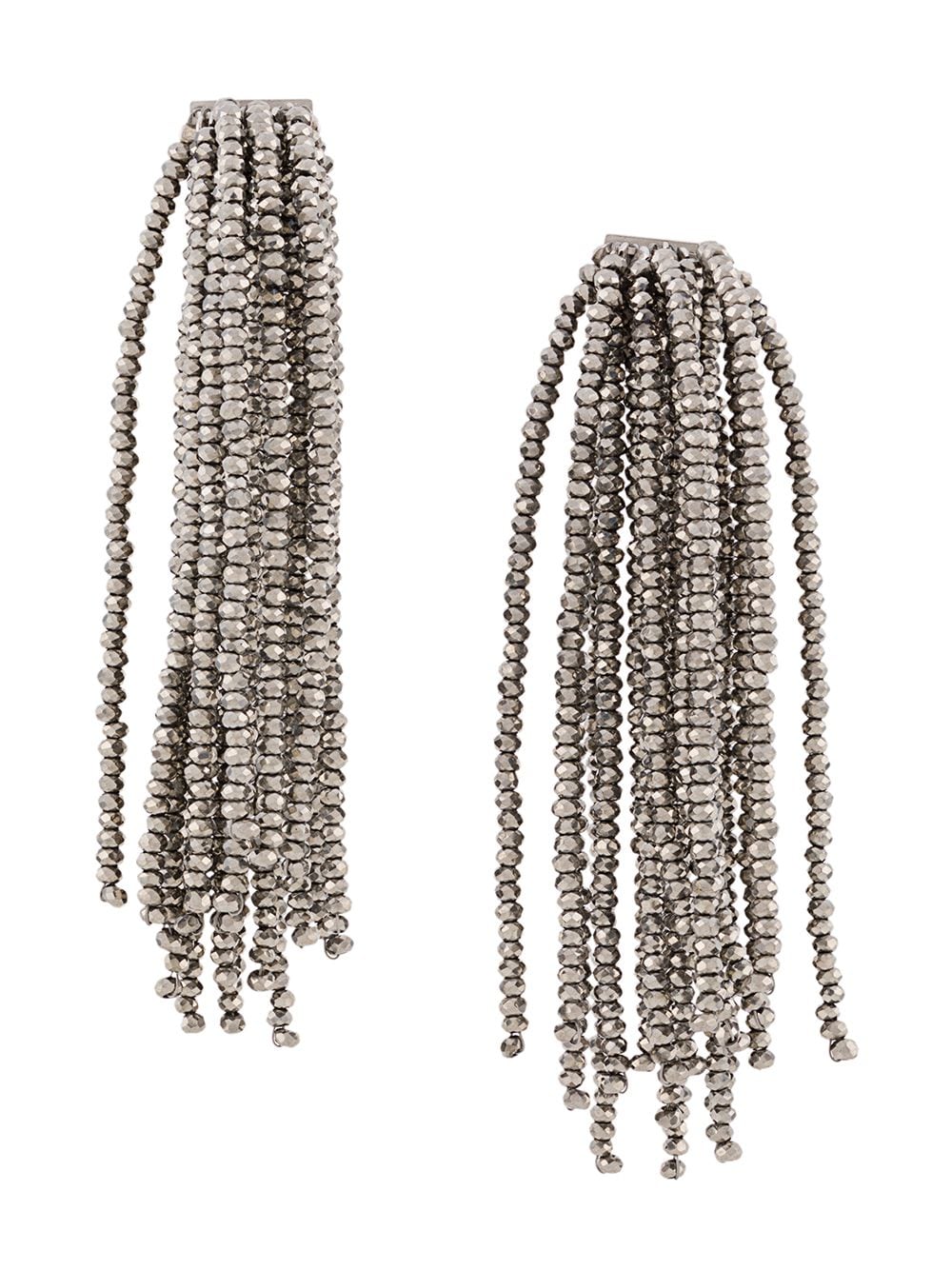 Brunello Cucinelli Beaded Tassel Earrings In Silver