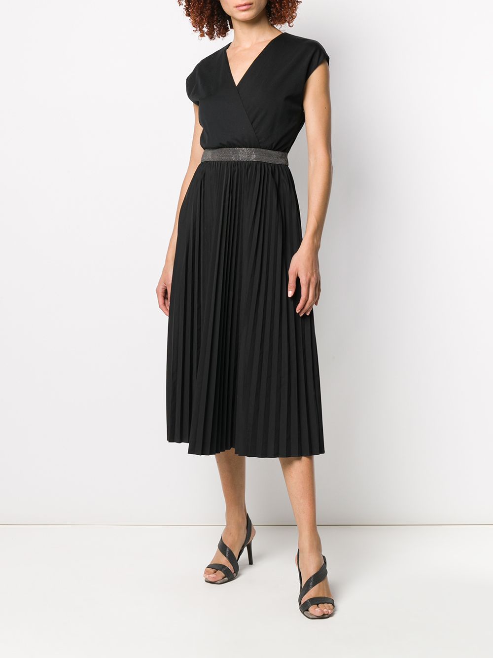 Brunello Cucinelli pleated-skirt V-neck Dress - Farfetch