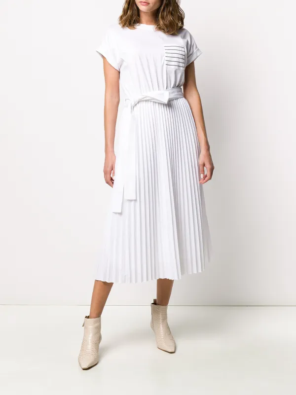 shirt dress with pleated skirt