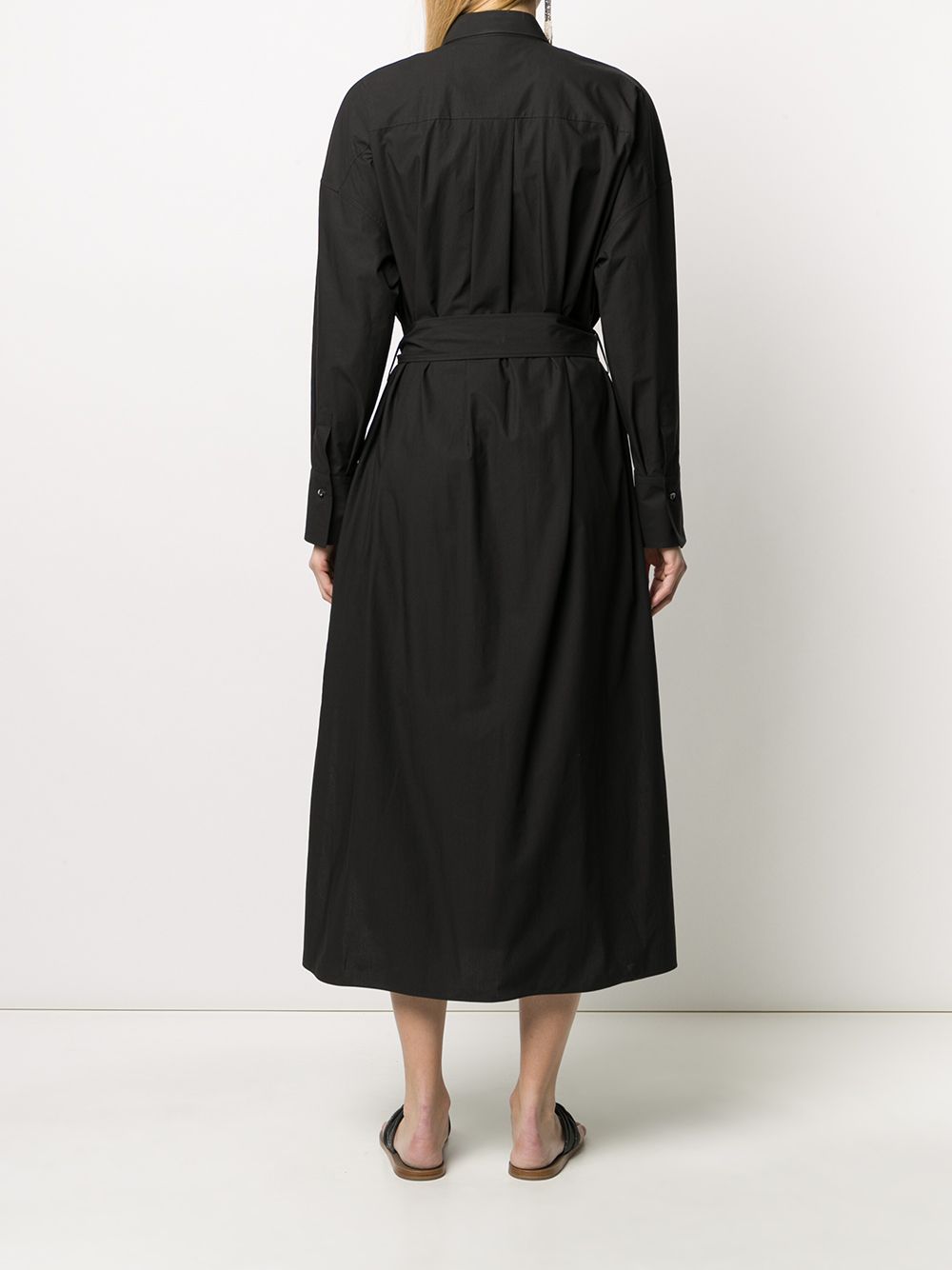 Brunello Cucinelli Pleated Bib Belted Shirt Dress - Farfetch