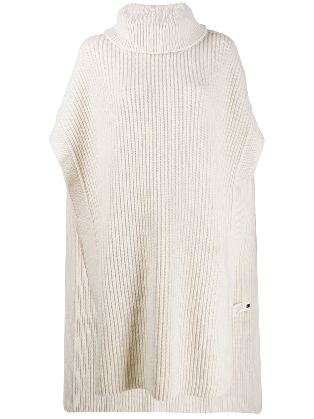 Joseph Ribbed Turtleneck Poncho Top In Weiss