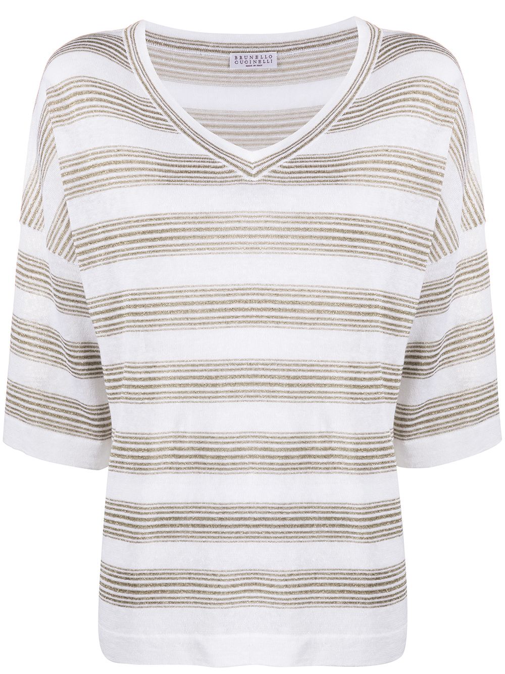 BRUNELLO CUCINELLI STRIPED KNIT TOP