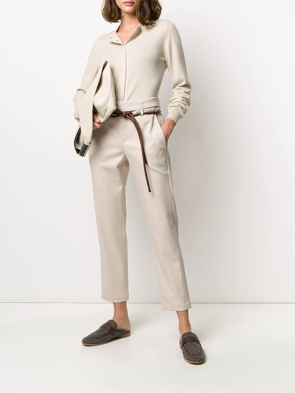 Brunello Cucinelli Broek met ceintuur Beige