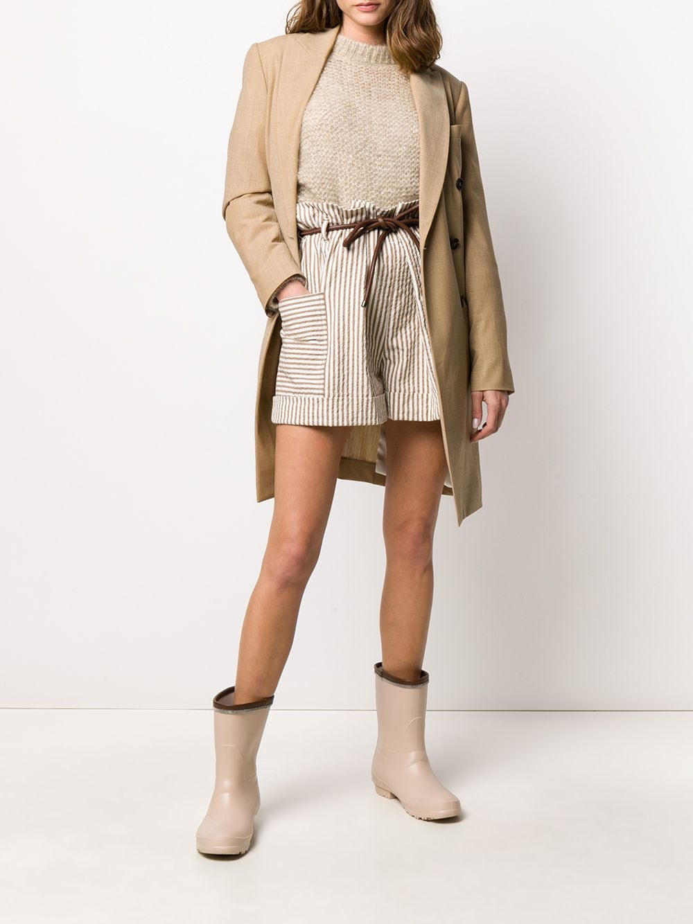 Brunello Cucinelli Striped Belted Shorts - Farfetch