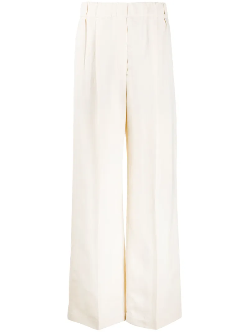 cream high waisted wide leg trousers