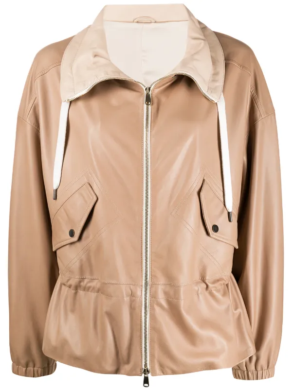 cinched waist leather jacket