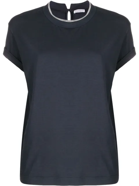 Brunello Cucinelli brass-embellished crew-neck T-shirt
