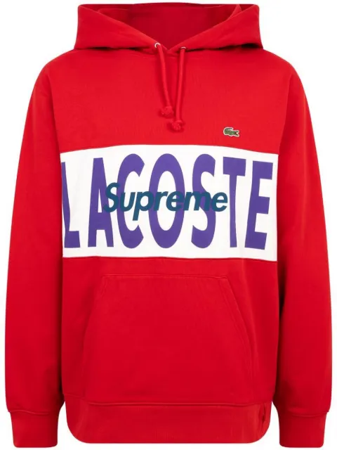 Supreme x Lacoste Logo Panel drawstring hoodie