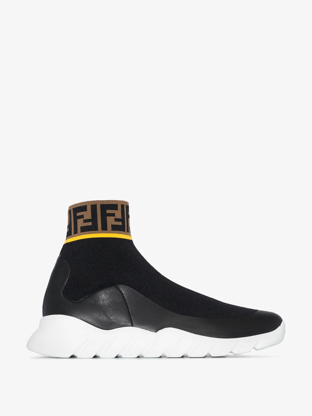 FENDI FENDI BLACK MANIA LOGO SOCK SNEAKERS,7E1196A3X014629654
