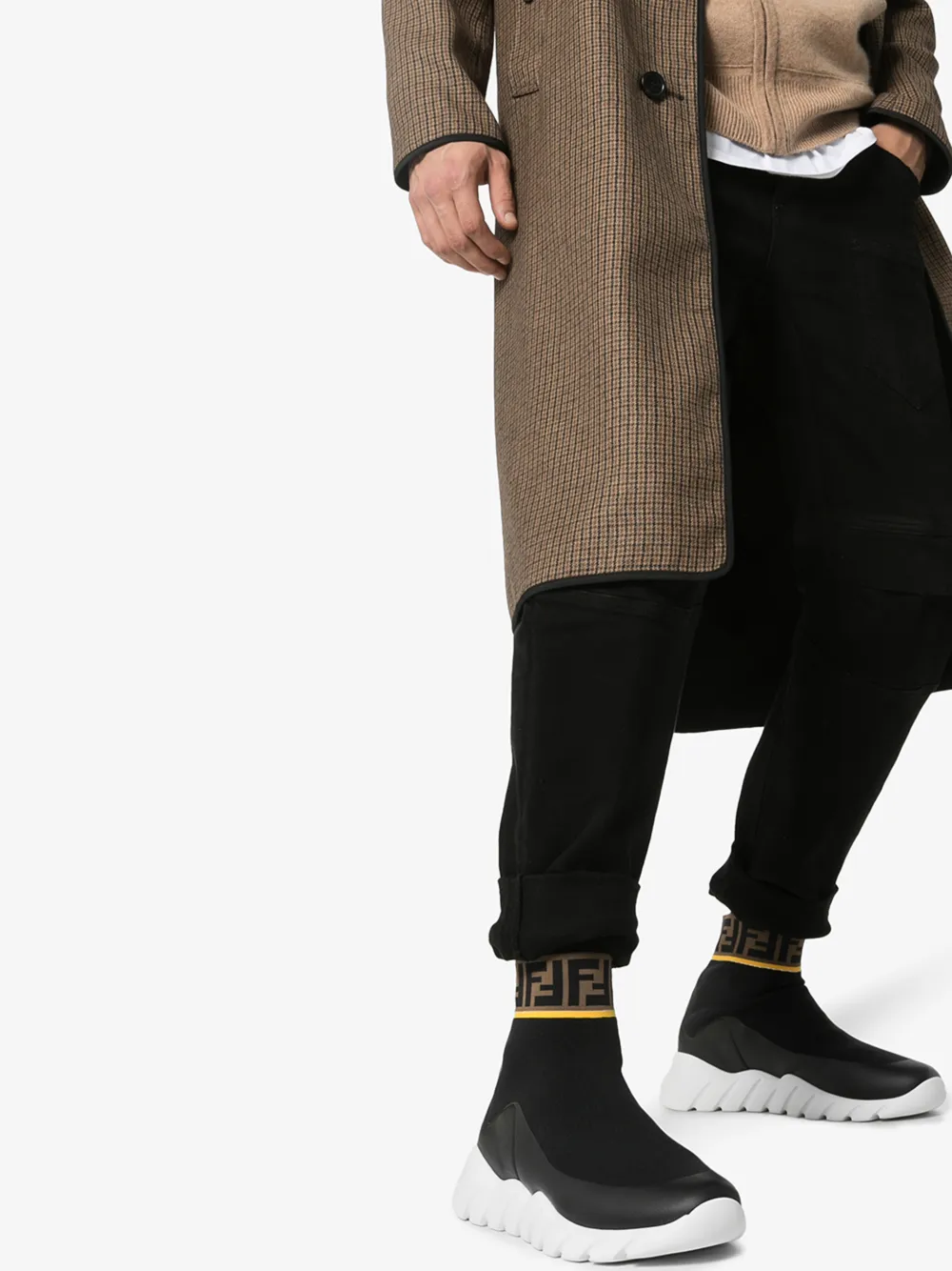 FENDI FENDI BLACK MANIA LOGO SOCK SNEAKERS,7E1196A3X014629654