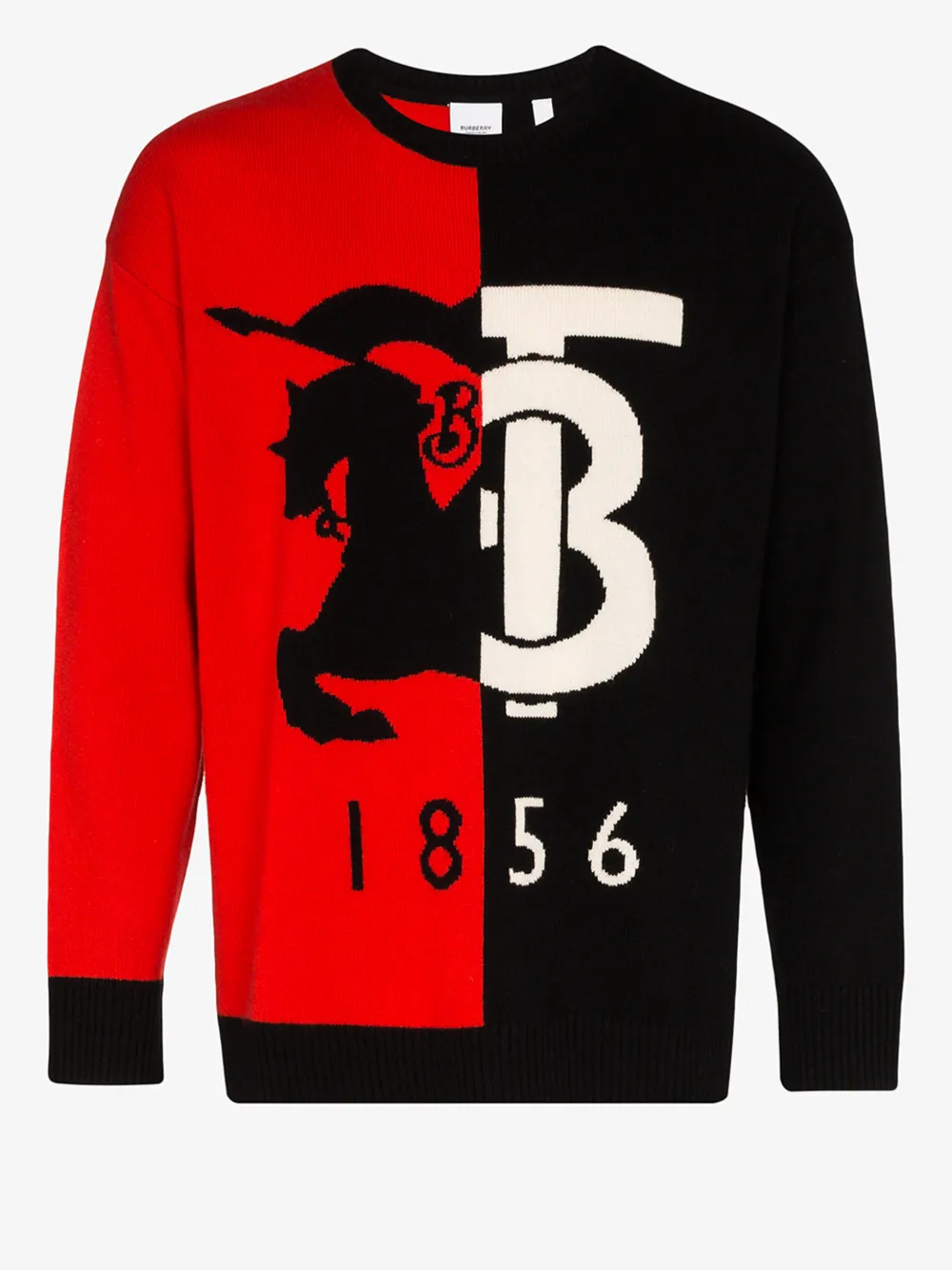 BURBERRY BURBERRY CARVER TWO TONE MONOGRAM CASHMERE SWEATER,802366314629703