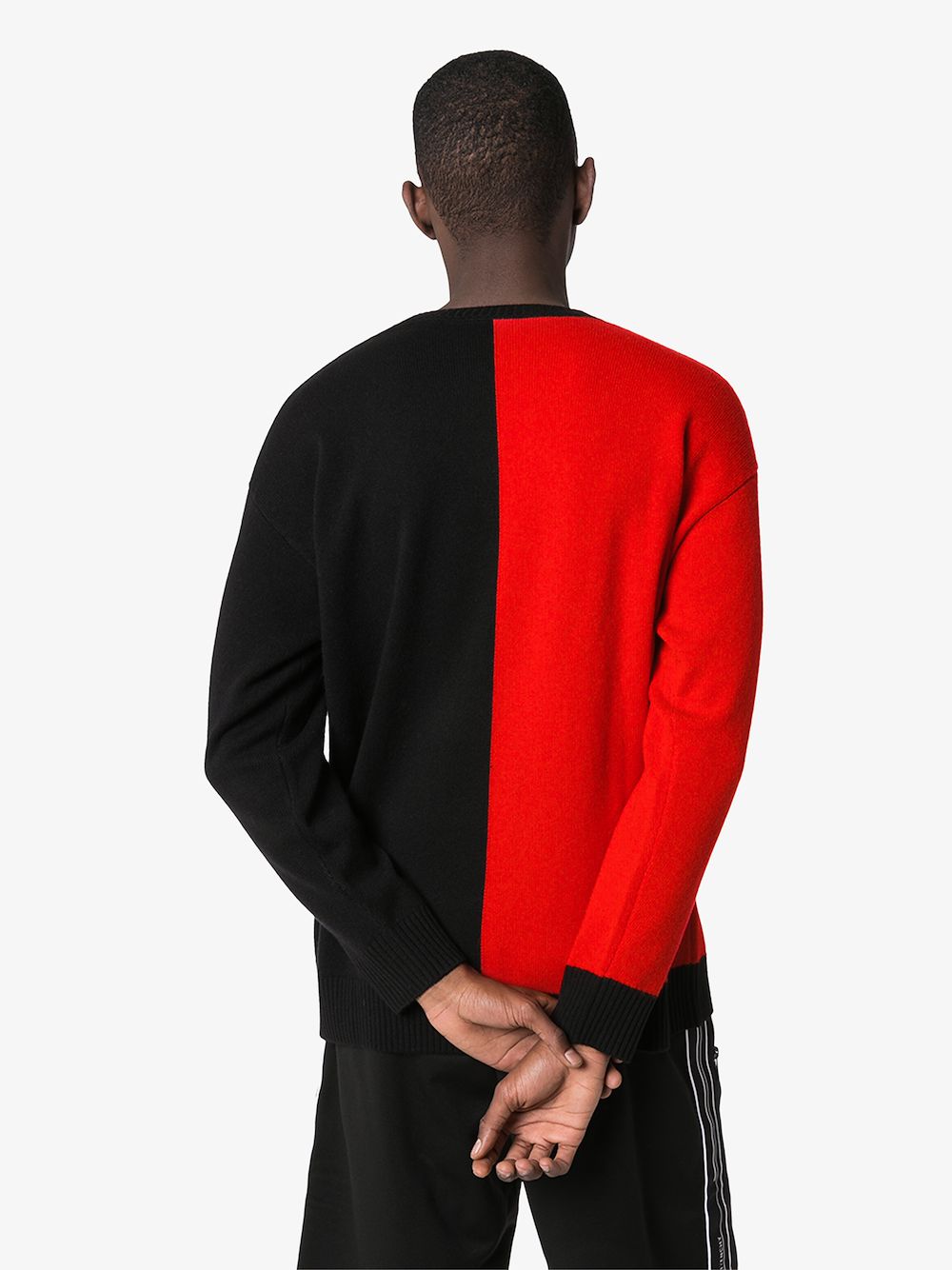 BURBERRY BURBERRY CARVER TWO TONE MONOGRAM CASHMERE SWEATER,802366314629703