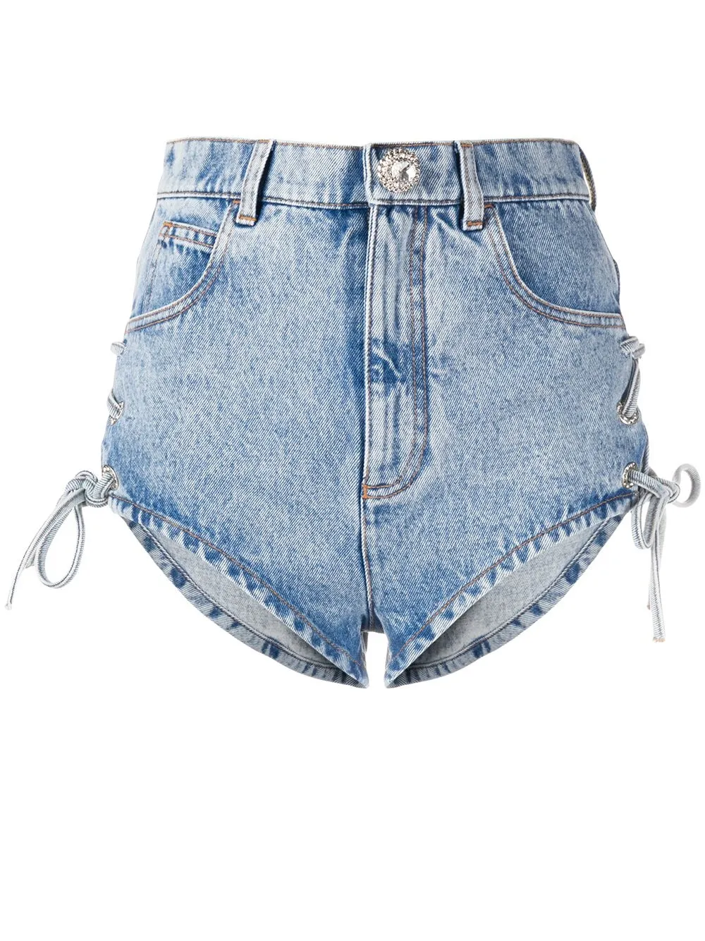 side tie jean shorts