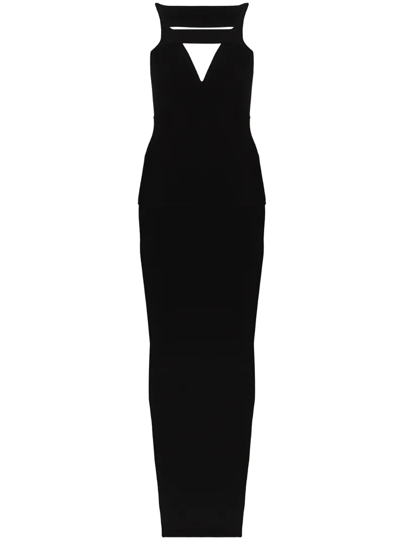 black bodycon maxi dress