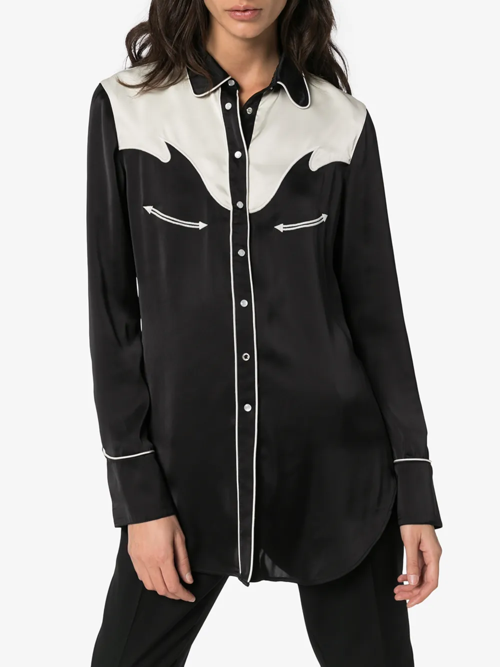 PACO RABANNE TWO TONE SATIN WESTERN SHIRT,20PCCE020PO018014629869