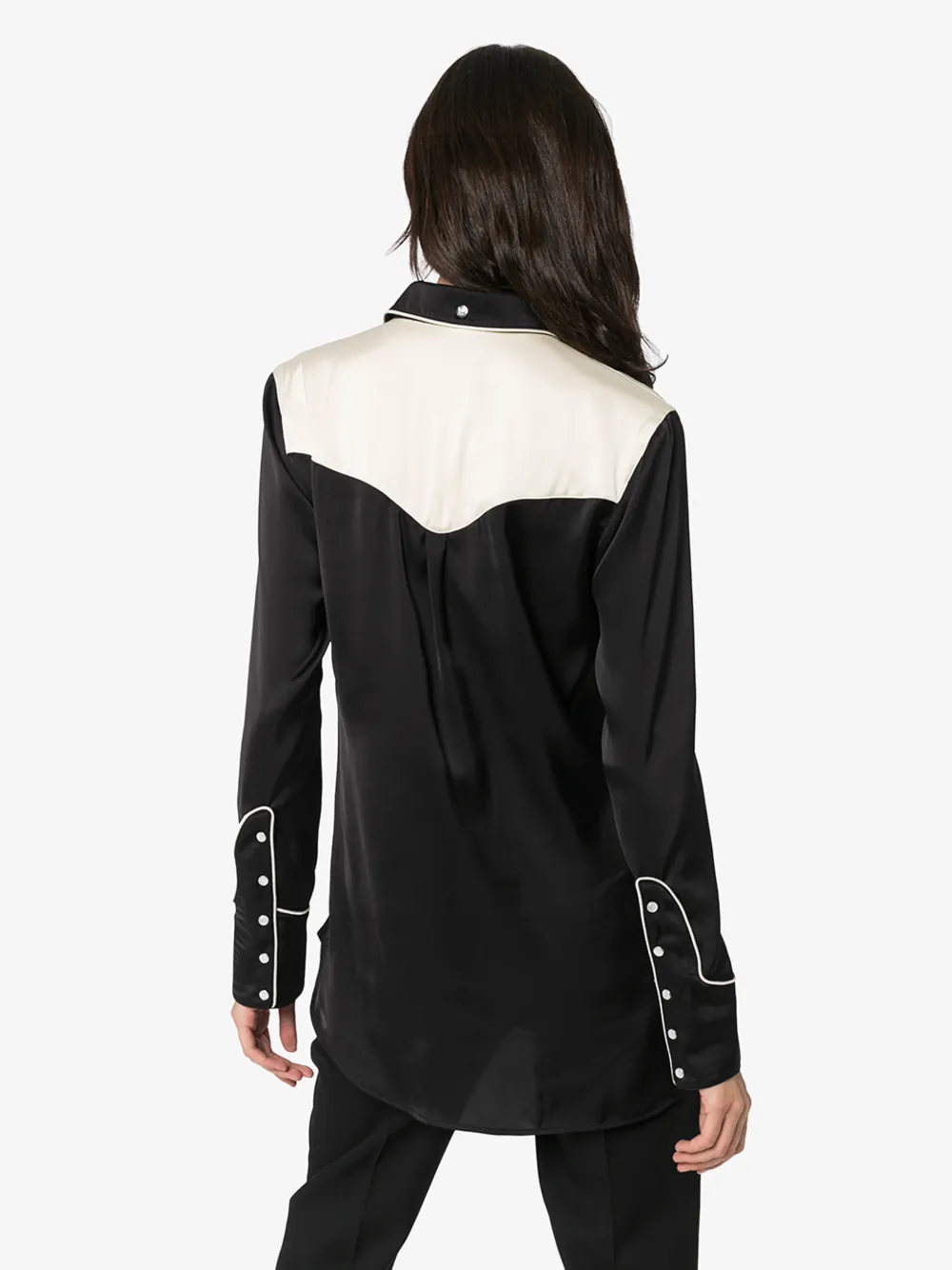 PACO RABANNE TWO TONE SATIN WESTERN SHIRT,20PCCE020PO018014629869