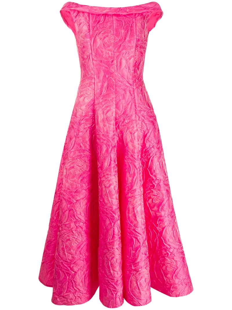 Talbot Runhof Poiret Rose Jacquard Dress In Pink