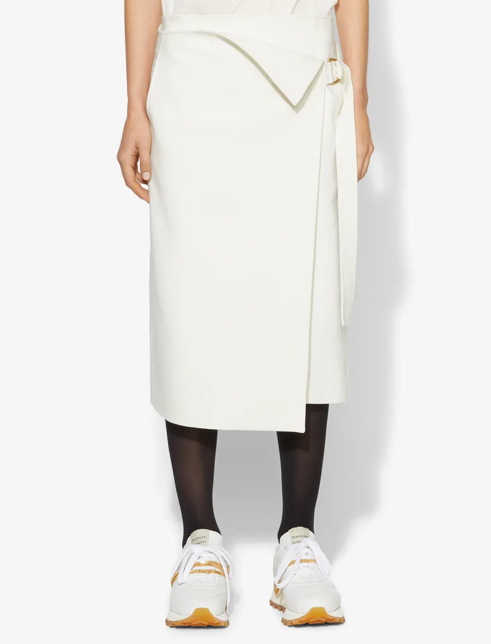 Image of Proenza Schouler Cotton Blend Suiting Wrap Skirt white