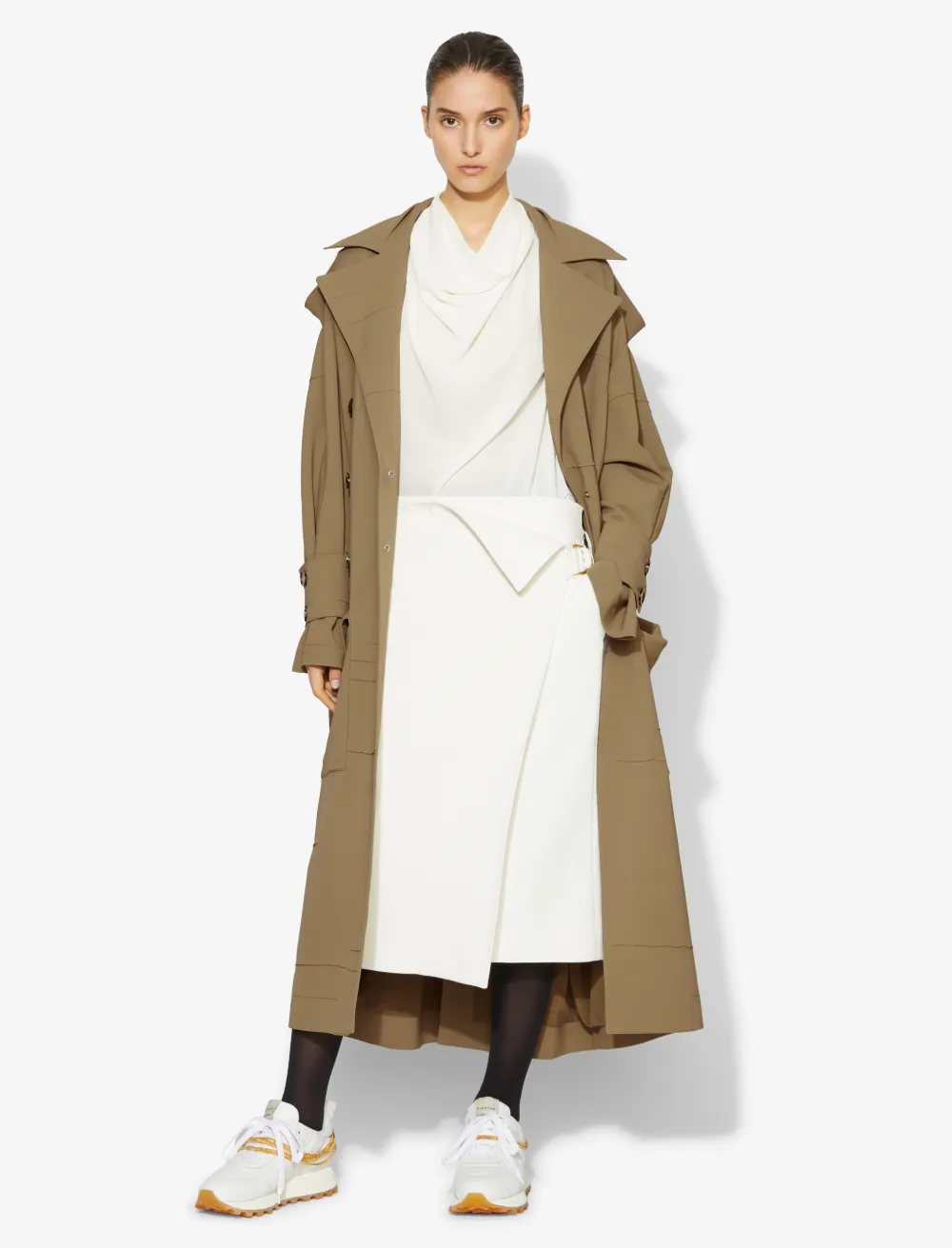 Image of Proenza Schouler Crinkle Pleat Trench Coat dark khaki/green