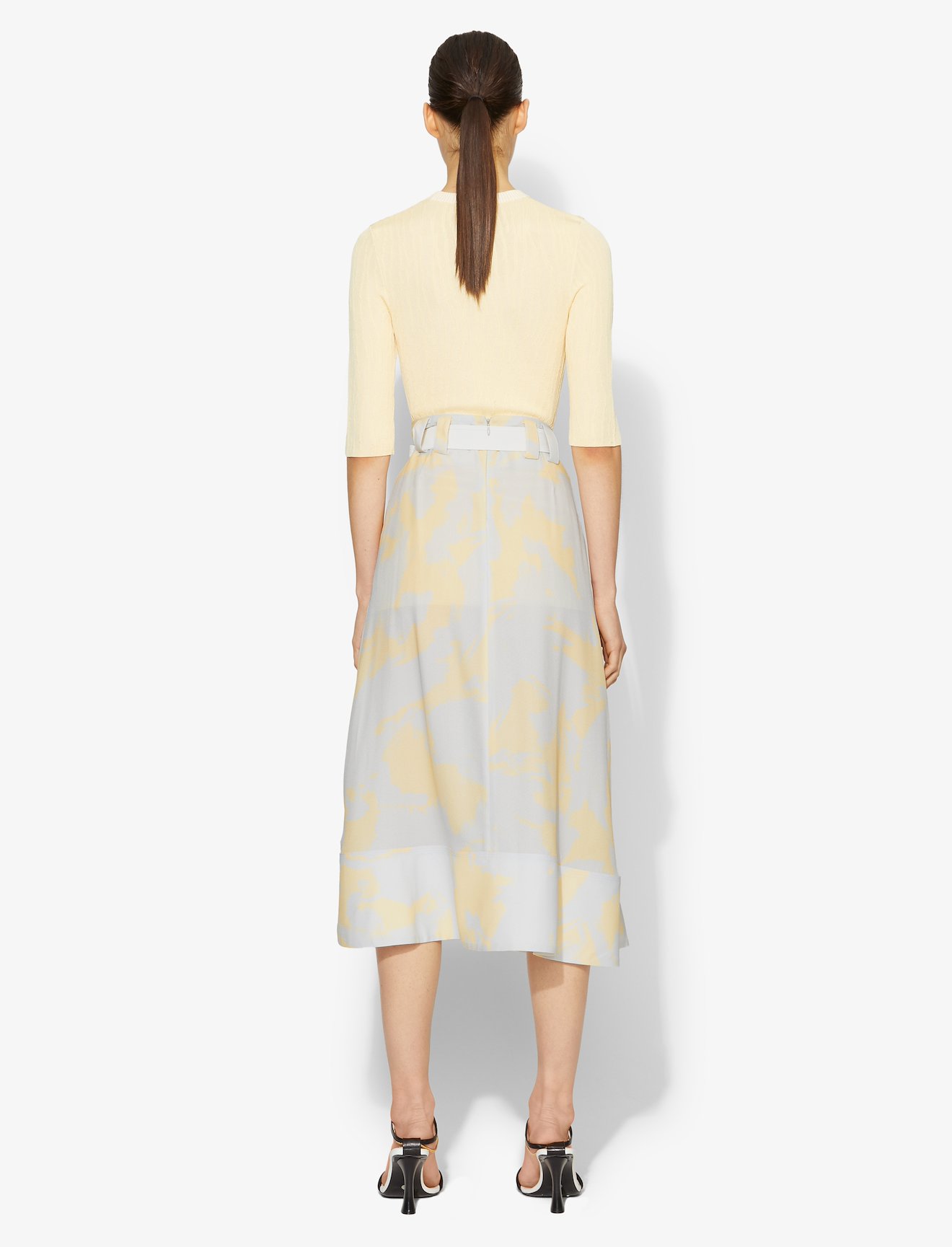 Brush Printed Belted Midi Skirt #2