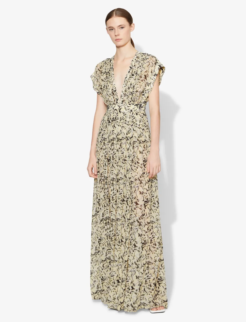 Image of Proenza Schouler Abstract Animal Print Maxi Dress butter/black abstract animal/yellow