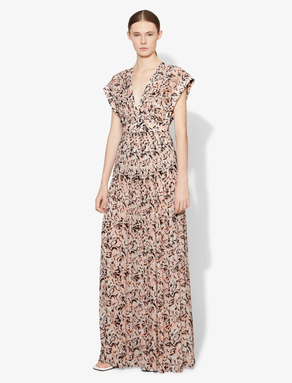 Image of Proenza Schouler Abstract Animal Print Maxi Dress coral/black abstract animal/pink