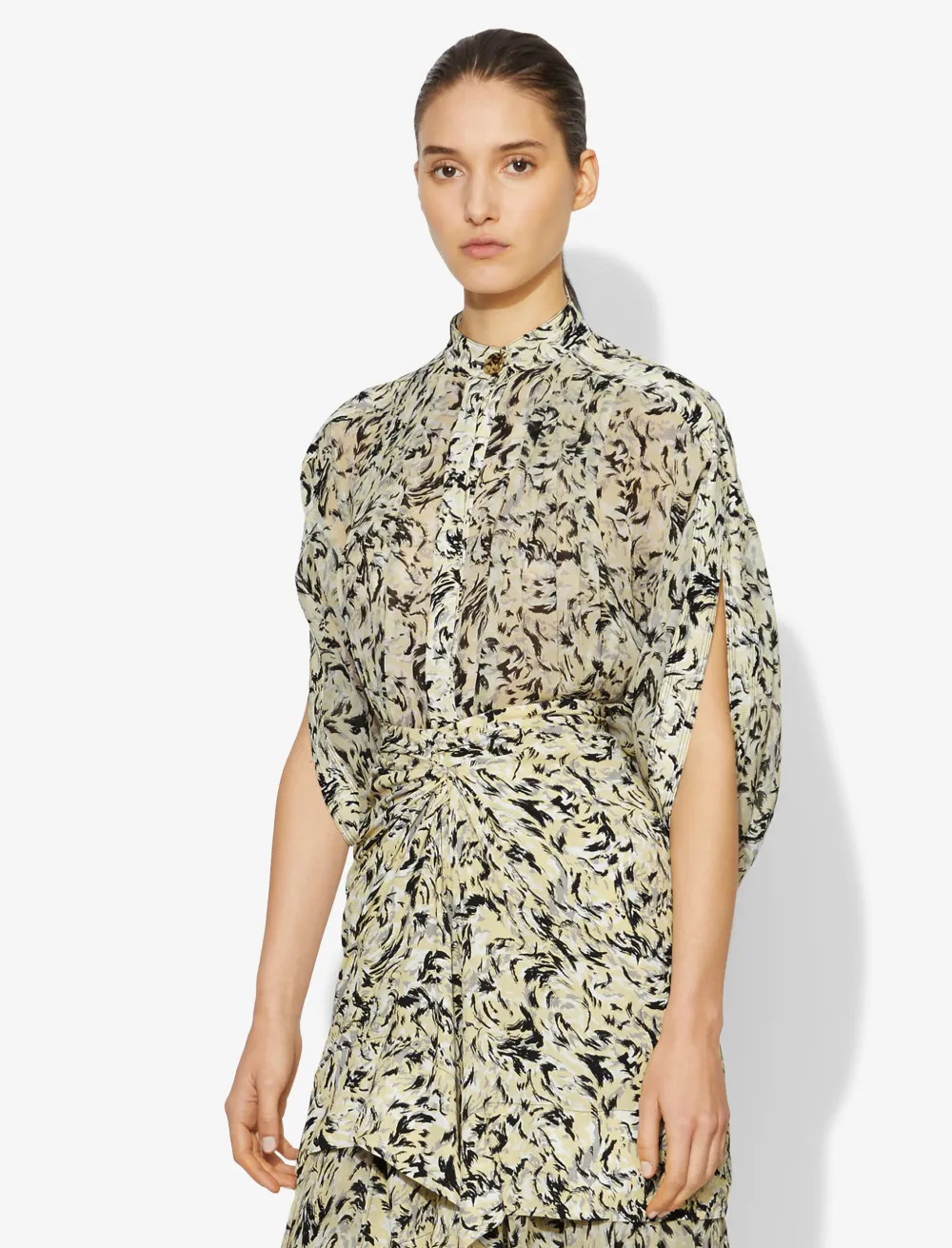 Image of Proenza Schouler Abstract Animal Print Blouse butter/black abstract animal/yellow
