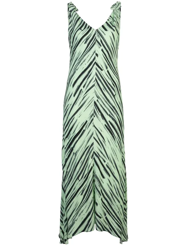 green and black print dress