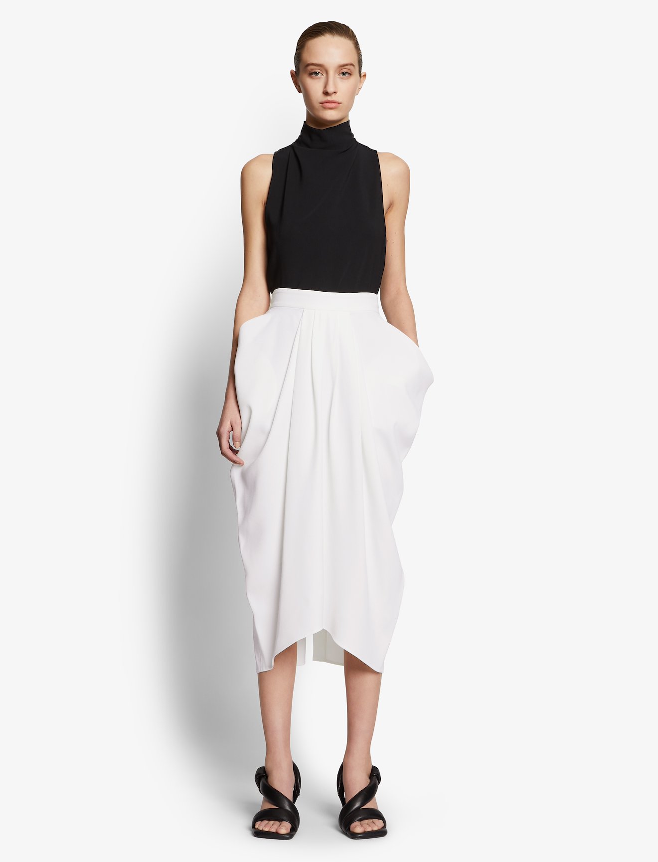 Lightweight Crepe Draped Skirt #1