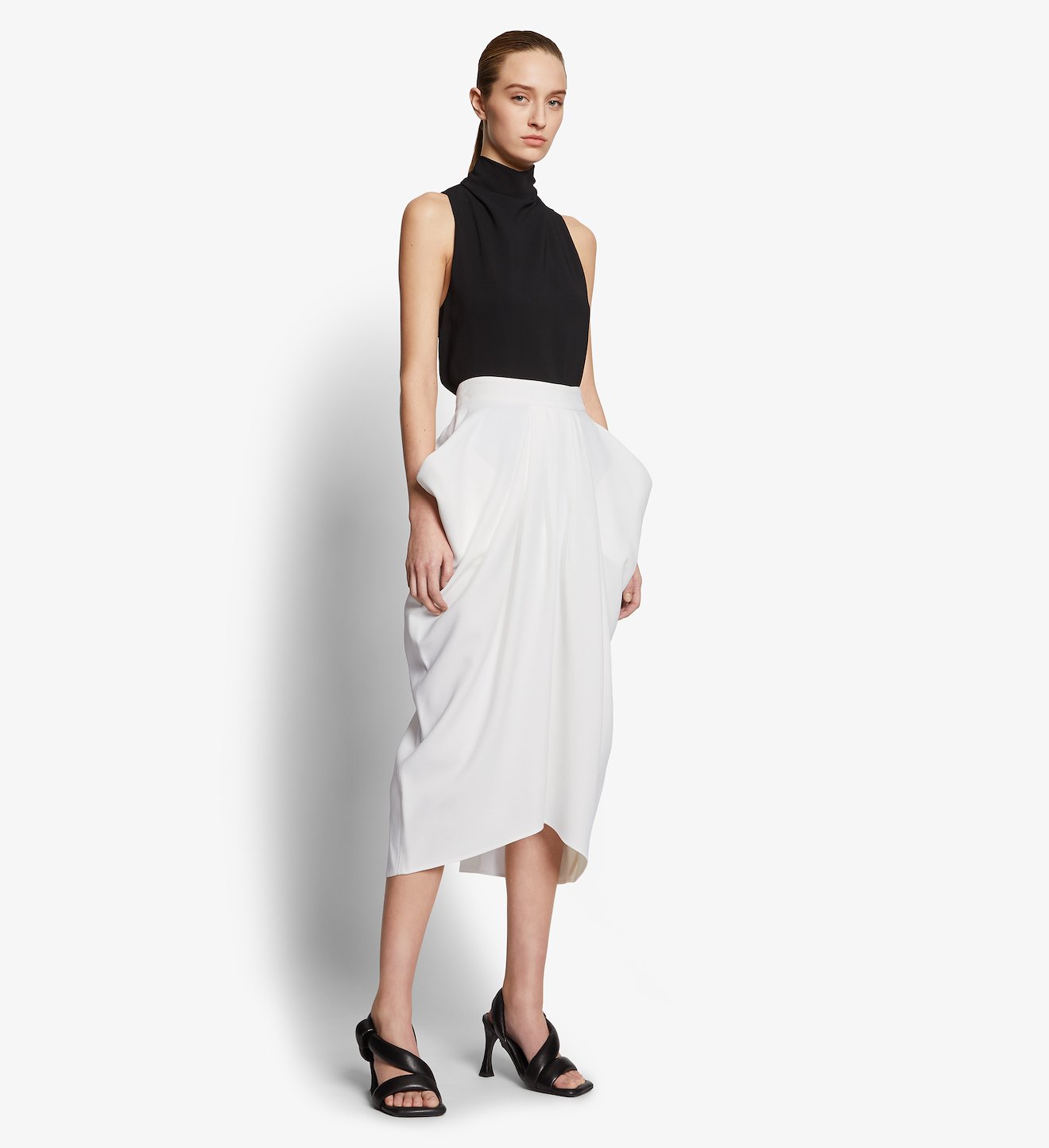 Lightweight Crepe Draped Skirt