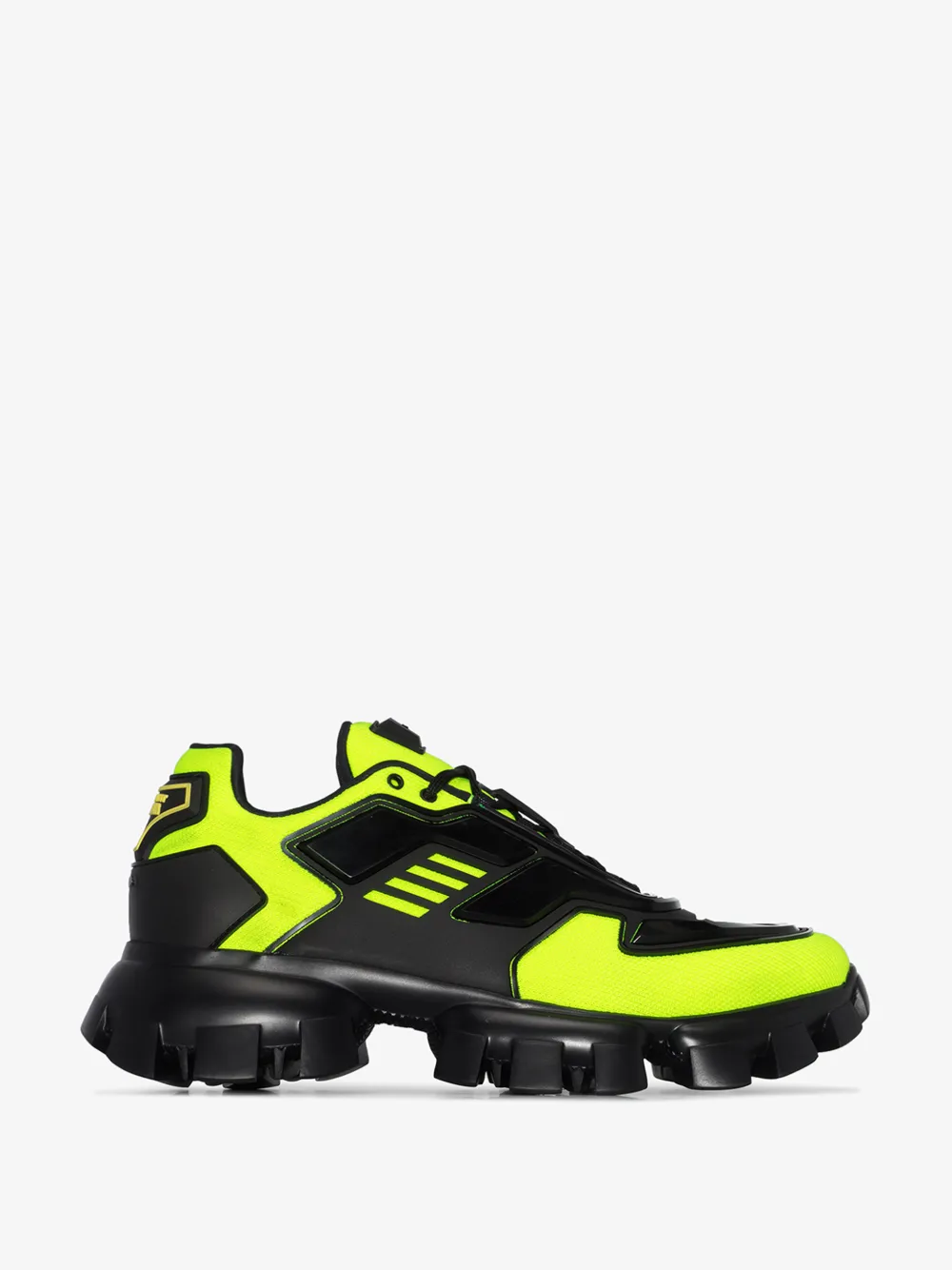 Prada Black And Yellow Cloudbust Thunder Sneakers In Black