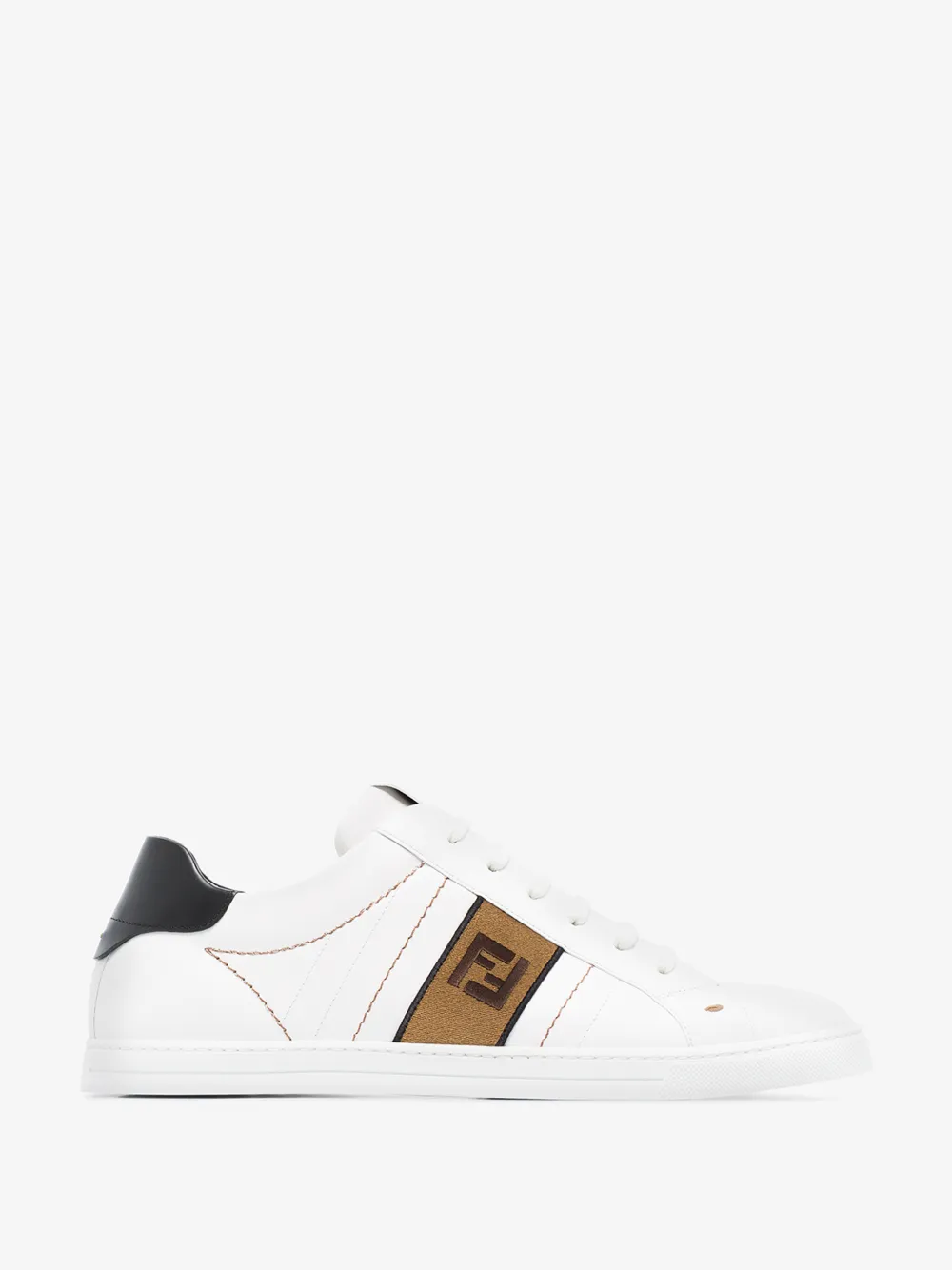 FENDI FENDI WHITE LOGO TAPE LEATHER SNEAKERS,7E1166A3XL14630377