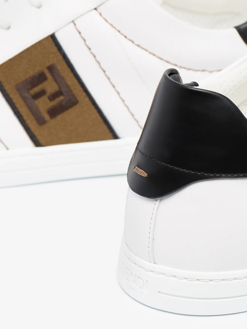 FENDI FENDI WHITE LOGO TAPE LEATHER SNEAKERS,7E1166A3XL14630377