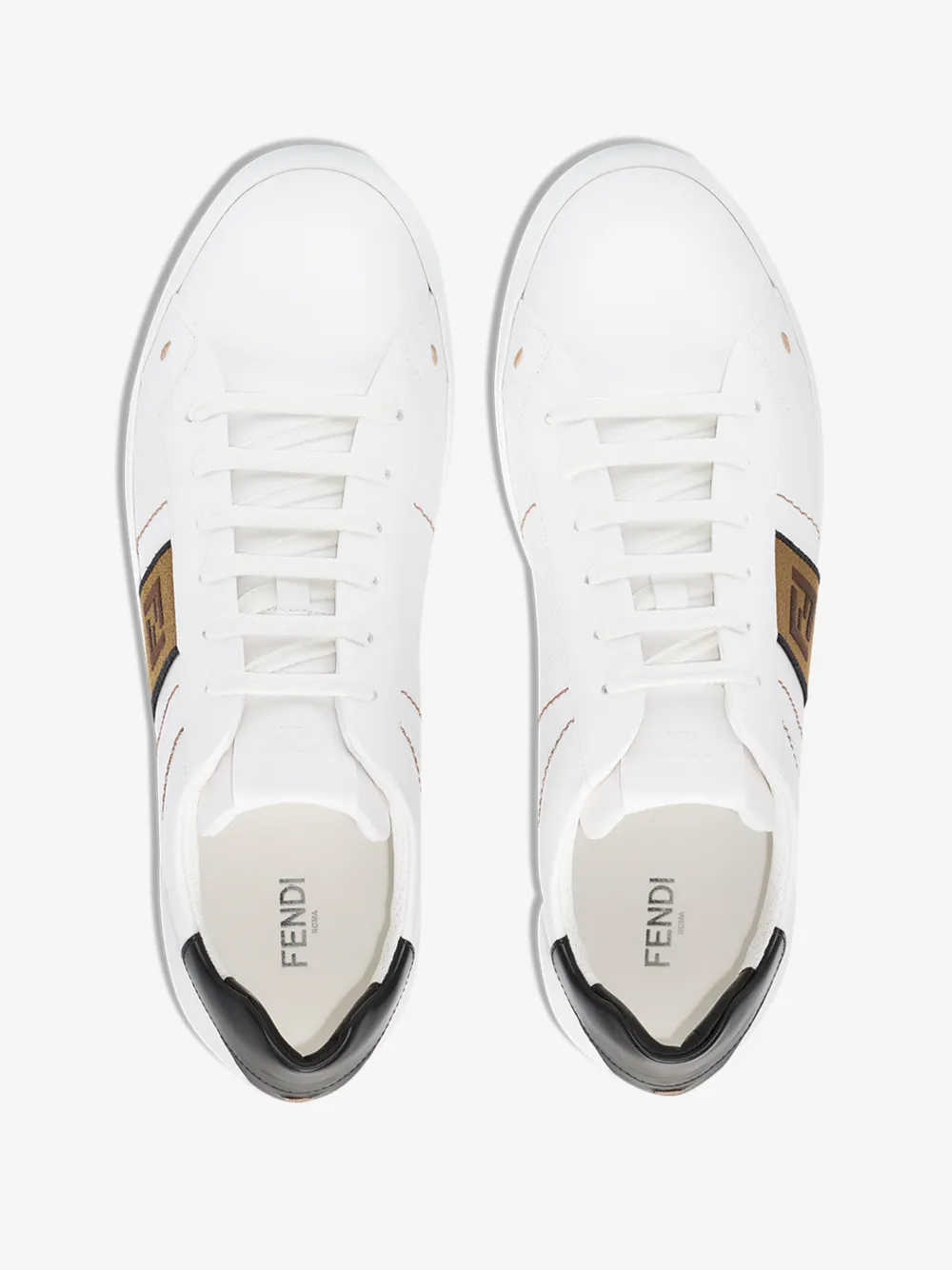 FENDI FENDI WHITE LOGO TAPE LEATHER SNEAKERS,7E1166A3XL14630377