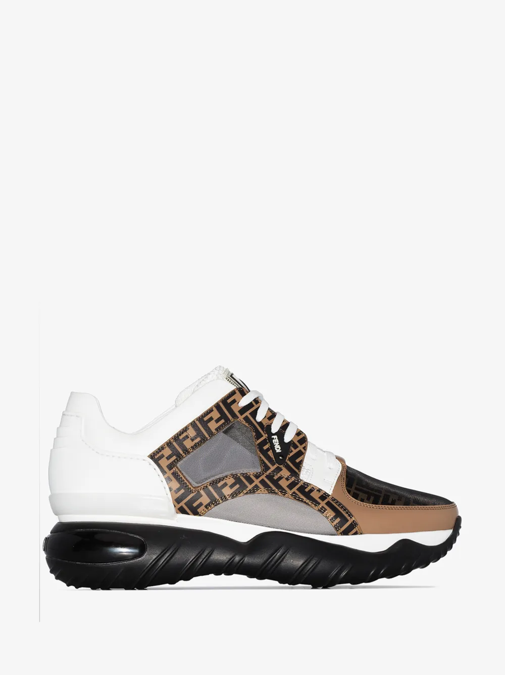 FENDI FENDI WHITE MANIA FANCY LOGO CHUNKY LEATHER SNEAKERS,7E1217A63W14630382