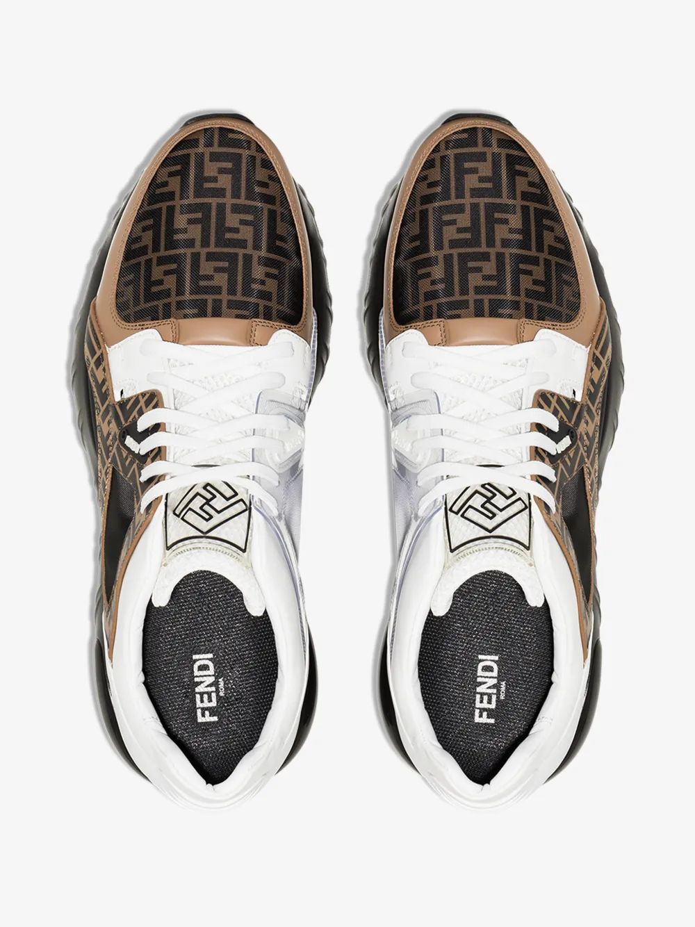 FENDI FENDI WHITE MANIA FANCY LOGO CHUNKY LEATHER SNEAKERS,7E1217A63W14630382