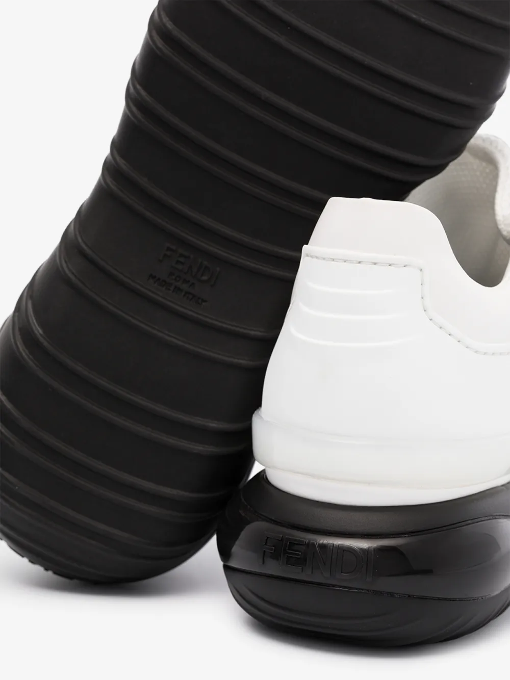 FENDI FENDI WHITE MANIA FANCY LOGO CHUNKY LEATHER SNEAKERS,7E1217A63W14630382
