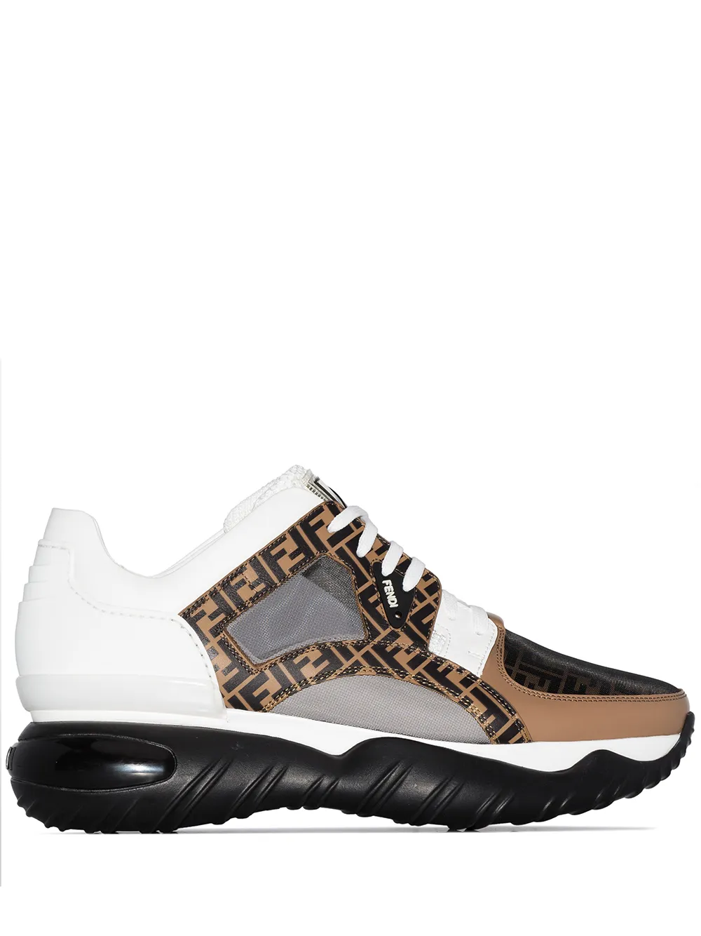 Fendi Multicoloured Ff Logo Print Chunky Leather Runner Sneakers